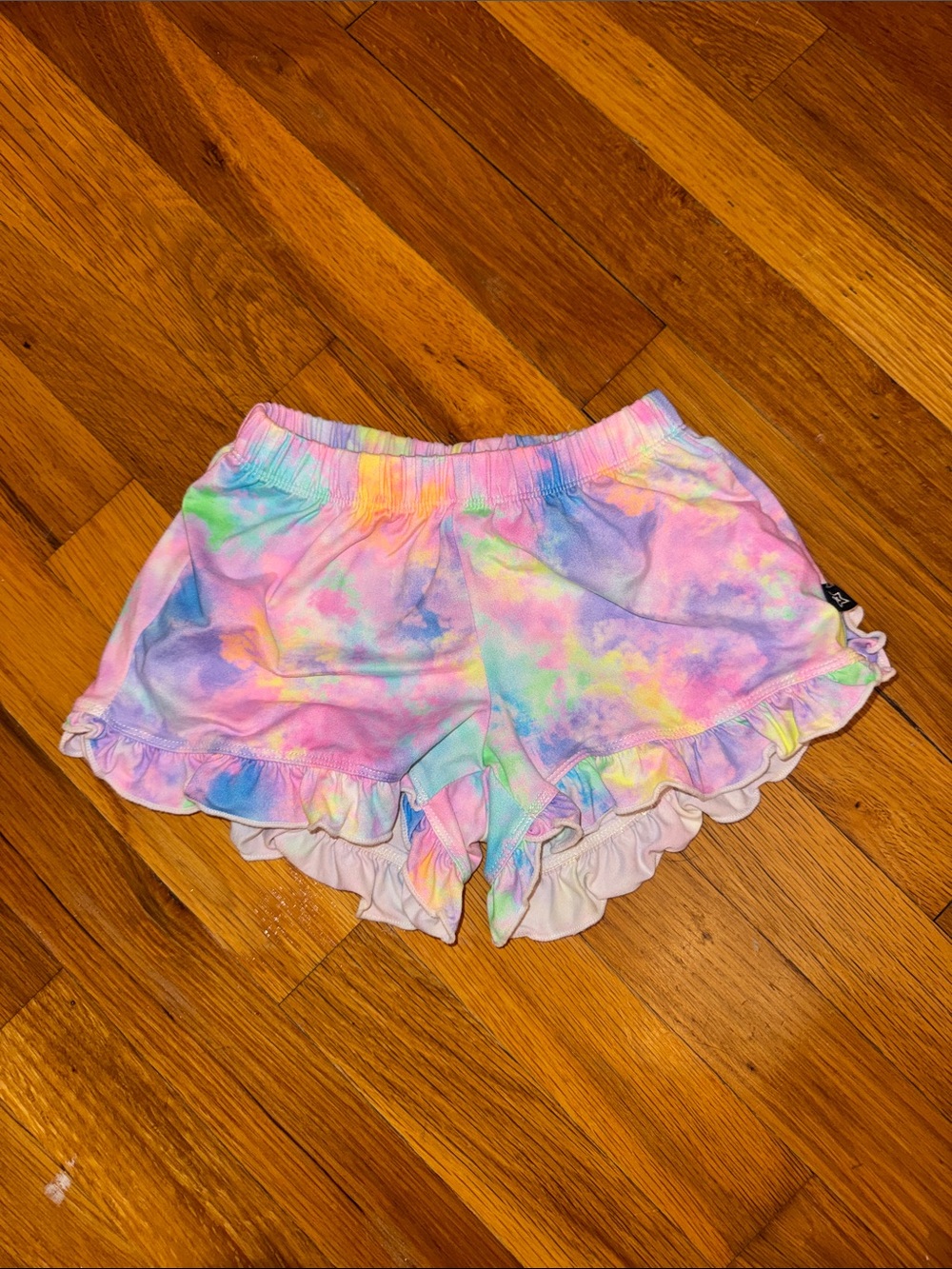 PixieLane Girls' Pastel Tie-Dye Ruffle Shorts